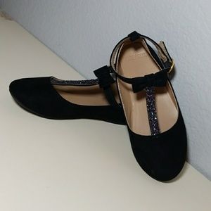 Black Suede glitter bow Shoes